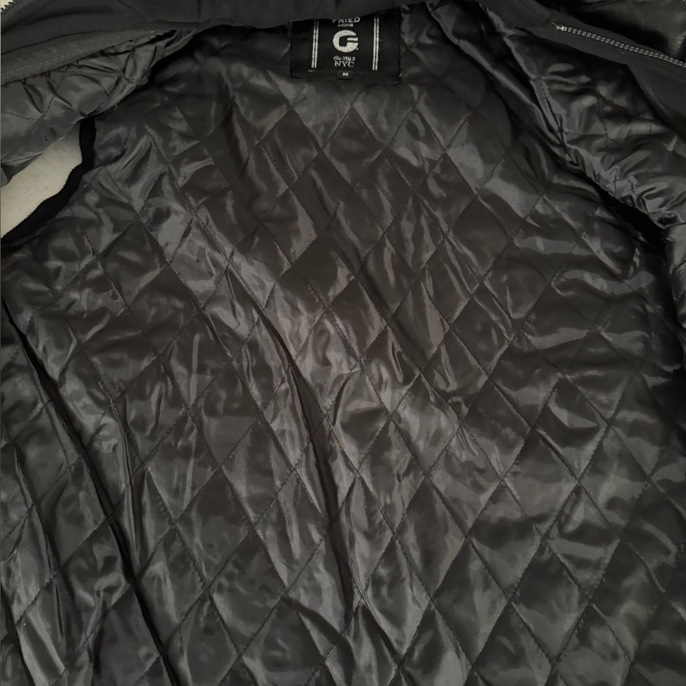 Men's Fried Denim NYC Black Faux Leather Biker Vest, Size Medium. - Picture 4 of 16